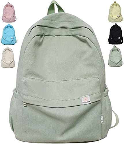 Schulrucksack MäDchen Jungen Rucksack Schule Teenager Aesthetic School Bag Backpack Green Aesthetic School Stuff Beige Black (Grün)