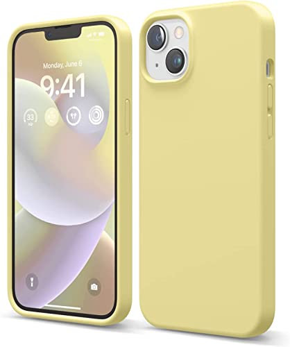 elago Liquid Silicone Case Kompatibel mit iPhone 14 Hülle (6.1), Hochwertiges Silikon, Ganzkörperschutz - 4 Schichten stoßfeste Handyhülle, kratzfestes weiches Mikrofaserfutter (Gelb)