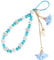 Mobile Phone Lanyard with Beads Chain Flower Pendant Wrist Straps, DIY Tassel Phone Case Pendant (Blue)