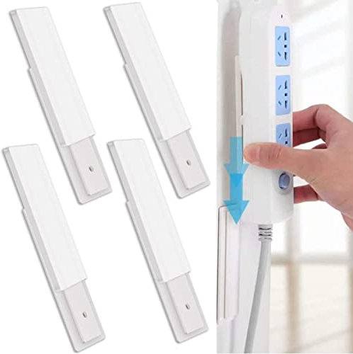 4 Pcs Power Strip Self Adhesive Holder Wall Mount Fixator Punch-free Simplest Bracket Desktop for Power Strip,WiFi Router,Remote Control and Others