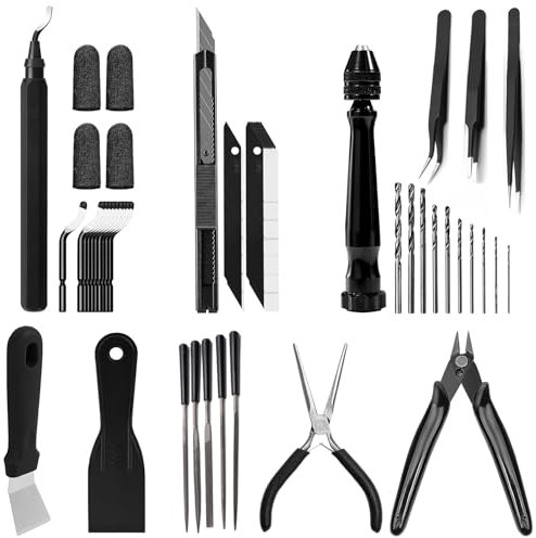 FEAMCE 3D Printing Tool Kit Essential 3D Print Tools For Removing, Smoothing, Finishing, Deburring, Craving, Drilling 3D Print Accessories For, Ender3-Finishing Tool Kit-Beginner