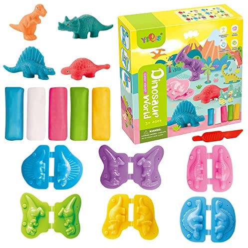 Mecctuck 12 Stück Knete Zubehör Knetwerkzeug, DIY Knetwerkzeug mit Bunt Modelliermasse, Dinosaurier Plastilin Werkzeuge Knete Werkzeug Teig, Pädagogisches Kreative Geschenk für Kinder Jungen Mädchen