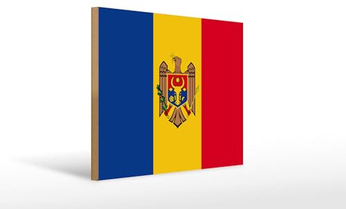 Femer Holzschild Flagge Moldau 40x30cm Flag of Moldova