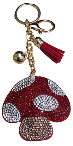 Popfizzy Strass-Schlüsselanhänger für Frauen und Mädchen, glitzernder Rucksack-Schlüsselanhänger, Geburtstagsgeschenke für sie, Geldbörsenanhänger, Taschenanhänger, Pilz (Gold), Einheitsgröße