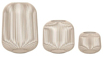 blomus Laterne Lito 3er Set | Nomad | Größe S,M und L | 20L x 20B x 17H cm | 28L x 28B x 27H cm | 33L x 33B x 45H cm | Kerzenhalter Beige | Windlicht aus Edelstahl | Laterne Deko