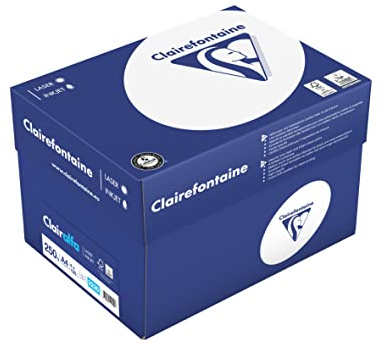 Clairefontaine 2230C - Karton mit 5 Ries Druckerpapier / Kopierpapier Clairalfa, extraweiß, DIN A4, 250g, 125 Blatt x 5, Weiß, 1 Karton