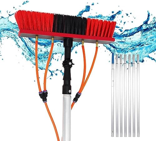 Witriolik Lavaggio Pannelli Fotovoltaici Spazzola per Lavaggio a alimentata ad Acqua, 5m/16.4FT Wash Spazzolone Kit Spazzola Vetri Spazzola telescopica Kit per Pulizia vetri