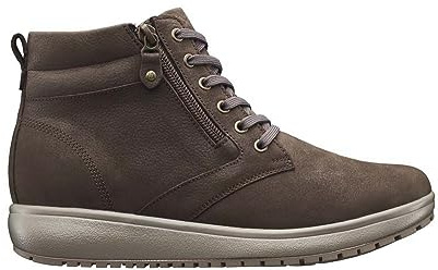 JOYA Wilma II Brown, Chukka-Schnürstiefel für Damen, aus geschliffenem Vollnarbenleder, dunkelbraun