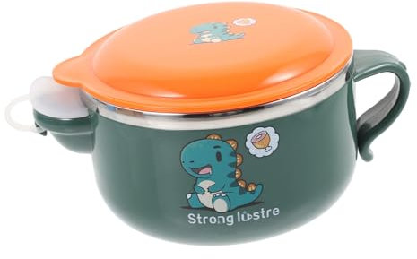 ABOOFAN Cartoon Design Baby Bowl Insulated Stainless Steel Bowl for Boys and Girls Toddlers Infants Handle for Warm or Cold Food