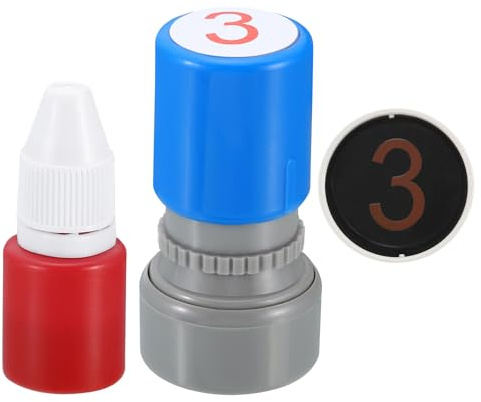 PATIKIL Selbstfärbender Nummernstempel, Ziffer 3 Nummernstempel Lehrerstempel Initialstempel Tintenstempel für Klassenheft Scrapbooking DIY Handwerk Stil 1, rote Tinte