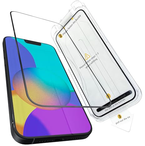 ONES iPhone 13 / 13Pro / 14 Displayschutzfolie 9H Ultraglas [Militärqualität] bruchsichere gehärtete Glasfolie mit vollständiger Abdeckung mit Auto-Alignment-Kit, 1er-Pack 6.1 Zoll