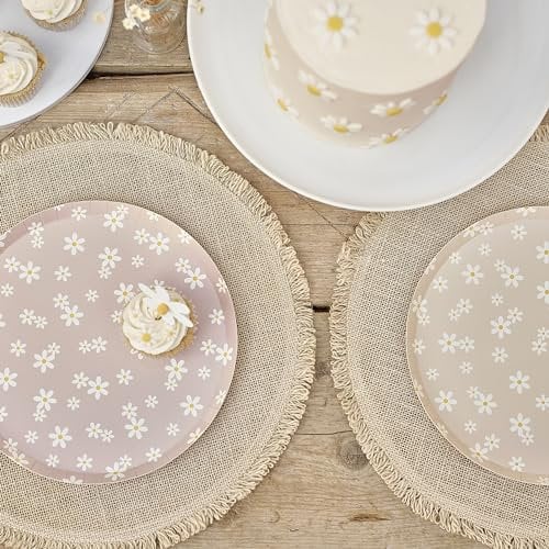 Ginger Ray Lot de 8 assiettes en carton imprimées de marguerites, pastel