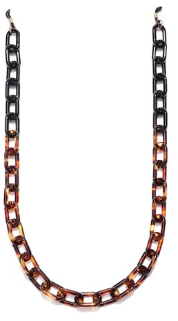 HAWKERS Cadena para Gafas, Cordón de Eslabones Gruesos para Gafas, Cabezales de Goma Ajustables, Negro Carey