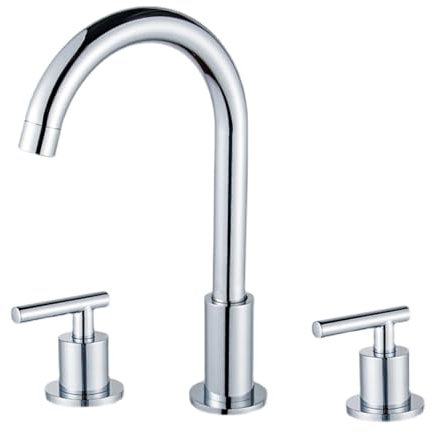 Ensemble de mélangeur de lavabo à 3 trous de robinetterie, argent, 2 poignées, robinets de lavabo à trois trous de robinetterie, robinets à trois trous chauds ou froids pour lavabo de salle de bain,
