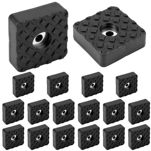 QWORK® Pack de 18 Pieds carrés en Caoutchouc vissables 30x30x10 mm, tampons en Caoutchouc antidérapants avec vis pour Meubles et sols - Noir