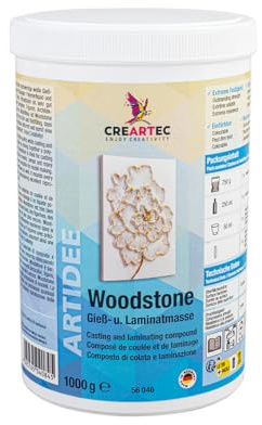 Creartec Woodstone - Masilla para fundición y laminado, 1000 g, resistente a la intemperie, para moldear piezas decorativas, figuras, modelos arquitectónicos, fluidos, teñibles, alta resistencia,