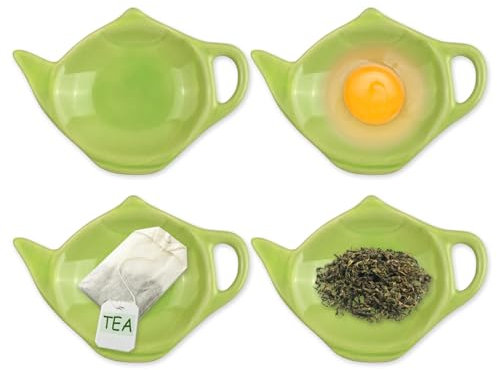 SCSpecial Lot de 4 porte-sachets de thé en forme de théière (vert)