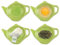 SCSpecial Juego de 4 soportes para bolsitas de té en forma de tetera (verde)