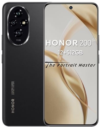 HONOR 200 Smartphone 5G, Android Mobile Phones Without Contract (512GB/12GB RAM, 5200 mAh, 6,7 Zoll AMOLED Display, 50-MP-Dreifach-Hauptkamera, Android 14, Dual SIM, NFC), Black