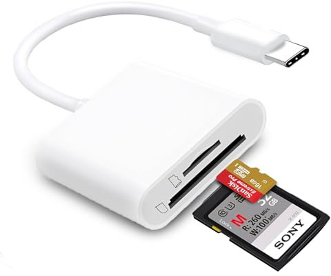 USB C SD Card Reader for iPhone 15/16/MacBook/Mac, Type C Memory Card Adapter, USB-C Micro SD Reader Supports SD and MicroSD Memory Card Adapter, USB C Viewer