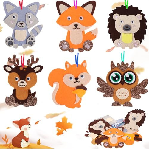 Kreative Bastelarbeiten für Kinder, 12 Stück Filz zum Basteln, Herbstdekoration, bunt, kreatives Spielzeug für Kinder, Herbstgirlande, Igel, Geschenke für Jungen und Mädchen von 3-12 Jahren