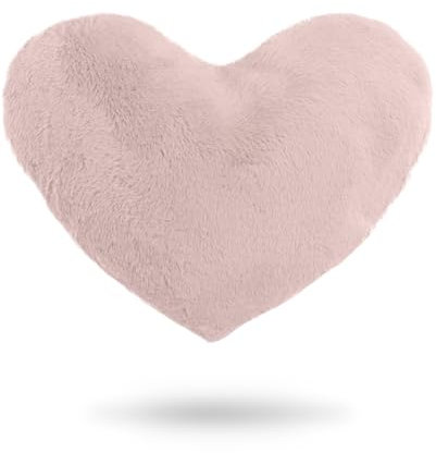 Quantum Interior by Maxland Herzkissen aus Plüsch, Kuschelkissen in Herzform, Flauschiges Dekokissen 30x40 cm, weiches Fellkissen (Altrosa)