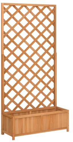 AUVYI Pflanzentopf mit Spalier Hochbeet Balkonkasten Pflanzenkasten Blumentopf Pflanzgefäß Dekokasten Langlebig und Verrottungsbeständig Perfekt für Balkon Garten Terrasse Braun 90x35x180 cm