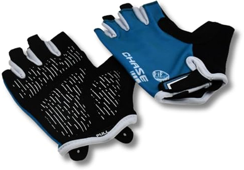 Six Peaks Kids Cycling Gloves, Half Finger, Lightweight, Breathable, Padded Anti Slip Biking Glove, Blue, 9-10 years