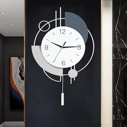 SIN&MI Wall Clocks for Living Room Decor Big Decorative Wall Clocks Battery Operated for Bedroom Kitchen Office Home Large Metal Wall Clock Silent Wall Clock Non Ticking 13 * 21.65 Inch