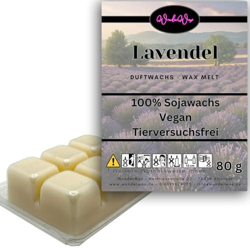 WonderWax Duftwachs Wax Melts für Duftlampe, 6 Würfel Duftmelt Wachsmelt Sojawachs Duftwachswürfel für Raumdüfte, Wachs mit Duftöl Indoor Melts Duftwachs für Aromalampe Lavendel