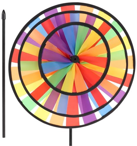 Jumbo Rainbow Turntable Windmill - Large Outdoor Pinwheel Decoration for Garden Colorful Cloth Wind Spinner for Kids and Home 72Cm X 34Cm