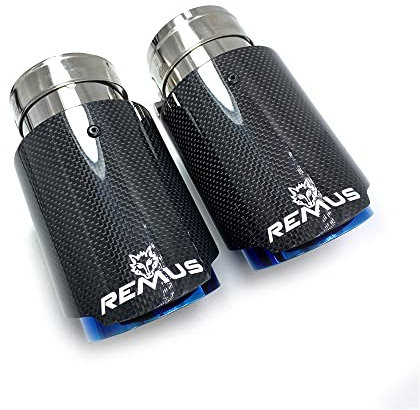 SkyjOy Auspuffblende 1 STÜCK Auto-Auspuff-Schwanzrohr glänzend Carbon-End-Ende-Blaue Edelstahl-gerader Schalldämpfer-TIPP mit Fit-Verwendung for BMW F30 Auspuff Endrohr(54-89mm)