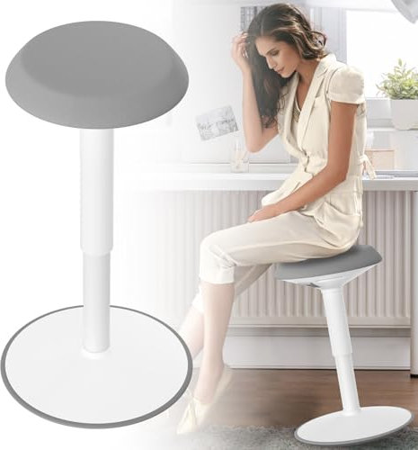 UISEBRT Hocker Ergonomischer,Sitzhocker Höhenverstellbar 43-61 cm, Stehhocker Anti-Rutsch,für Wohnzimmer,Schlafzimmer,Büro,Grau,Rund
