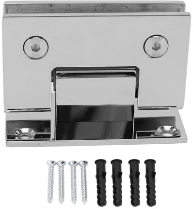 No Drill Glass Door Hinge, 90 Degree Plate Hinges Replacement for Cabinets Showcases Wine Cabinets 8 to 12mm Doors