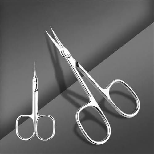 Ergonomic Cuticle Scissors - Professional Stainless Steel, Nail Trimmer, Universal Design for Left and Right Hands,Silvery