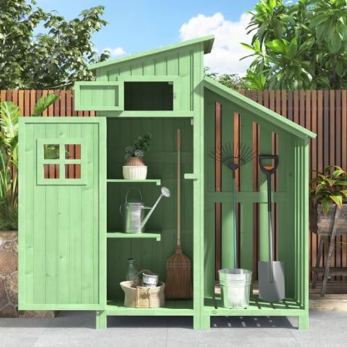 Ligterra Gerätehaus Gartenschrank Geräteschuppen, Auch für kleine Gärten geeignet, Holzhütte, 1St, Gartenhaus BxT: 124x46 cm, BxTxH:124x46x174cm (Grün)