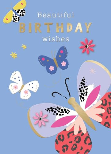 Second Nature Embellished Beautiful Birthday Wishes Birthday Greeting Card With Butterflies - Wildflower Vibrant Design, Eco-Friendly, Heartfelt Gesture, Cherished Memories, Uplifting Message