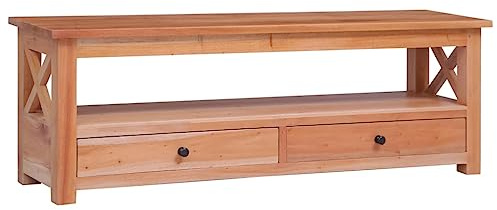 XinZaphrisal TV-Schrank aus Massivholz Mahagoni 120x30x40 cm Vintage-Stil mit Kreuzdesign und Stauraum, robuster Wohnzimmerschrank, langlebiger Fernsehunterschrank