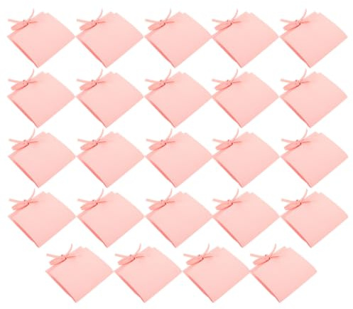 WRITWAA 24 Pièces Paquet en Velours Rose 8x8cm avec Cordon, Pochette de Rangement Portable pour Bijoux comme Bagues et Colliers, Design Enveloppe Doux en Tissu Fin