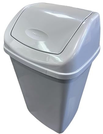 Chabrias Ltd Grey Swing Bin 25 Litre Waste Rubbish Recycling Bin - Flip Top Dustbin for Home, Kitchen, and Office