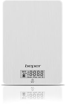 BEPER 90.131 Bilancia Cucina Digitale, 5 kg, Acciaio Inossidabile