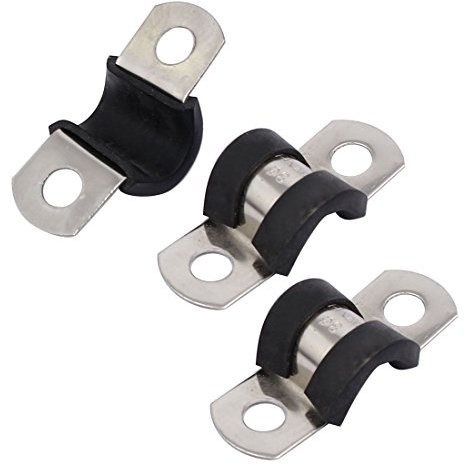 Sourcingmap 8mm Dia EPDM Rubber Lined U Shaped Pipe Tube Wire Clamps Clips 3pcs
