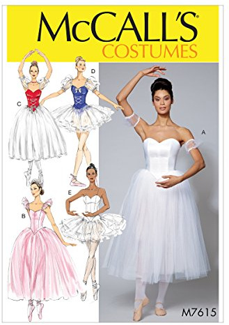 McCall’s Sewing Pattern M7615 Misses’ Ballet Costumes with Fitted, Boned Bodice and Skirt and Sleeve Variations
