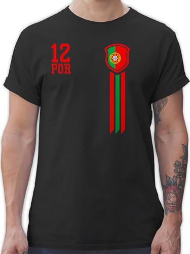 T-Shirt Herren - Fußball EM - 12. Mann Portugal Fan-Shirt WM - L - Schwarz - Fussball t Shirt fußball-em Fanartikel Tshirt Trikot fu Ball 2024 2024em Shirts männer en Europameisterschaft em2024