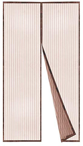 BricoShopping® Zanzariera Magnetica Tenda con calamita interna Per Balcone E Porta Fissaggio Rapido Su Finestre In Legno Alluminio (120 Marrone)