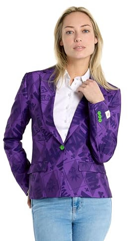 OppoSuits Women's The Joker Blazer - DC Comic Charakter Anzug Jacke - Tailliertes Outfit - Lila - Nur Blazer