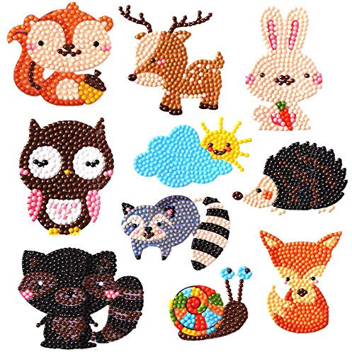 AMACOAM 5D Diamond Painting Kinder Set DIY Diamant Malerei Kits Tiermalerei Tiere Diamant Aufkleber für Kinder Erwachsene Anfänger Mädchen Junge Geburtstagsgeschenk 10 Stück Motive