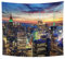 YONGFOTO 180x160cm Stadt Tapisserie, New York City Horizont Wandbehang Städtisch Wolkenkratzer Sonnenuntergang Polyesterfaser Tapisserie für Zimmer RV Behang Wohnheim Taverne Motel Wandkunst Dekor