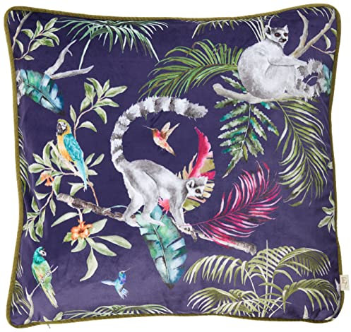 Evans Lichfield Kissenbezug Dschungel Lemur, Polyester, blau, 43 x 43 cm