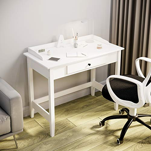 White Computer Desk,Dressing Table,Office Desk with Drawer PC Laptop Notebook Desk Writing Study Table for Bedroom/Home Office Furniture